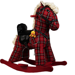 راکر اسب کودک چوبی شطرنجی قرمز - مشکی -اسباب بازی